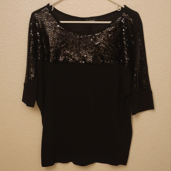 A. Byer Tops - A. Byer Black and Sequin Women's Size Large Top